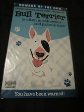 Decorative Metal Sign Dog Sign Beware of the Dog Bull Terrier 5" x 9"