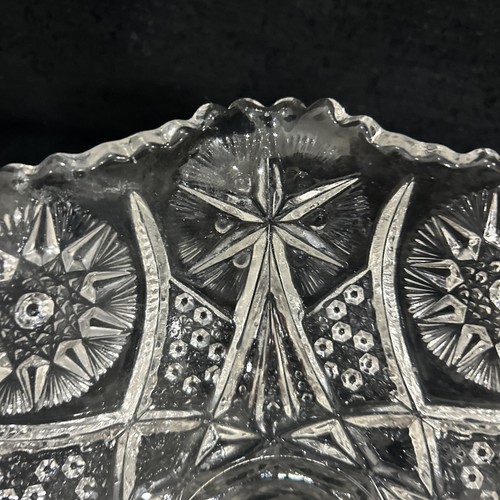 McKee Yultec Punch Bowl Early American Pattern Glass Clear Hobstars Antique - Picture 11 of 13