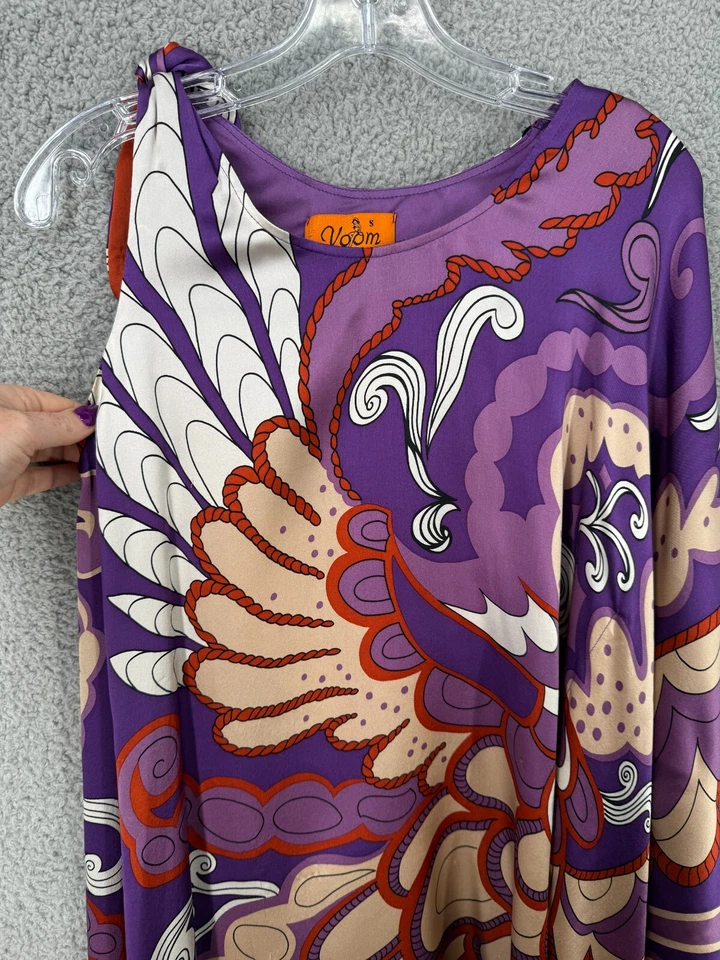 VOOM BY JOY HAN 100% SILK TRIBAL DRESS SIZE Small Made In USA Vintage - Image 2 of 4