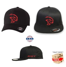 HELLCAT DODGE CURVED or FLAT FLEXFIT HAT BILL *FREE SHIPPING in BOX*