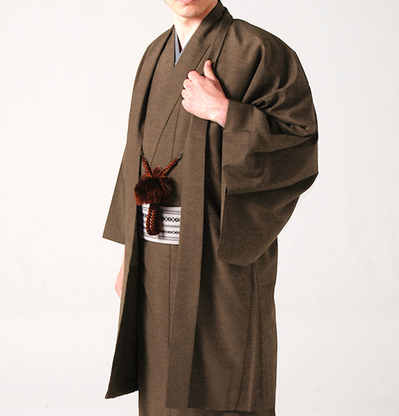 Japanese Men's Traditional Kimono HAORI Jacket Coat Brown Chestnut from  JAPAN