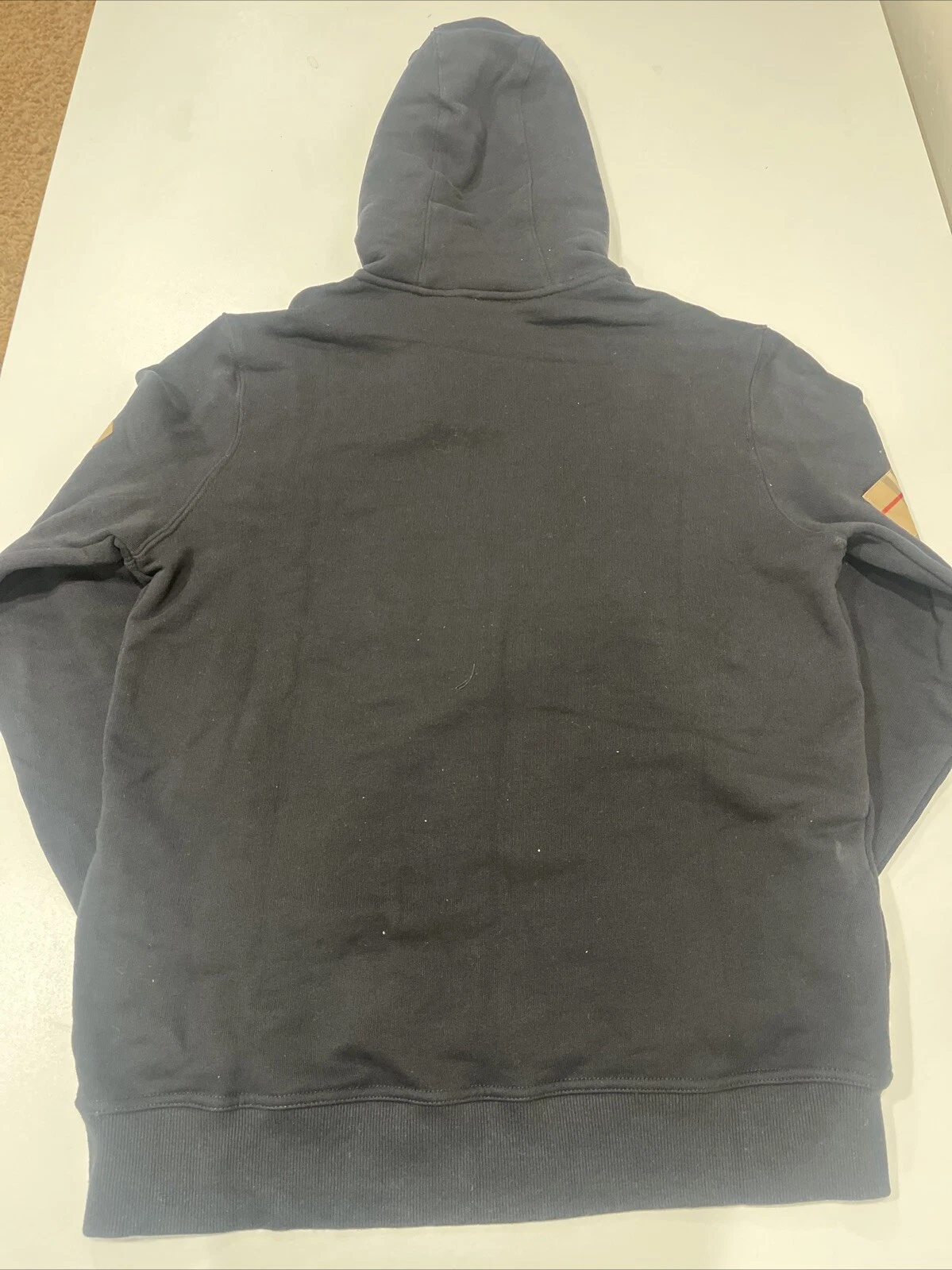 Felpa con cappuccio e zip intera Burberry vintage a quadri nera S