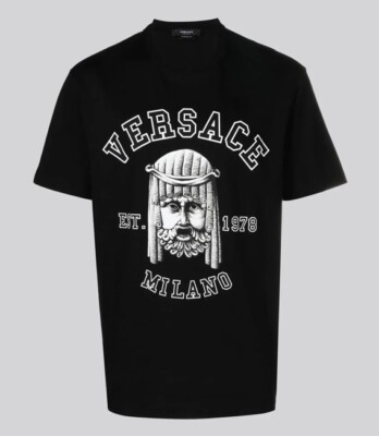 Versace Milano schwarzes T-Shirt Größe Large ORIGINAL UVP £420 #V8