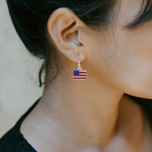 3 Pairs Rhinestone Earrings Eardrops Jewelry Earrings American Flag Earrings - Picture 11 of 14