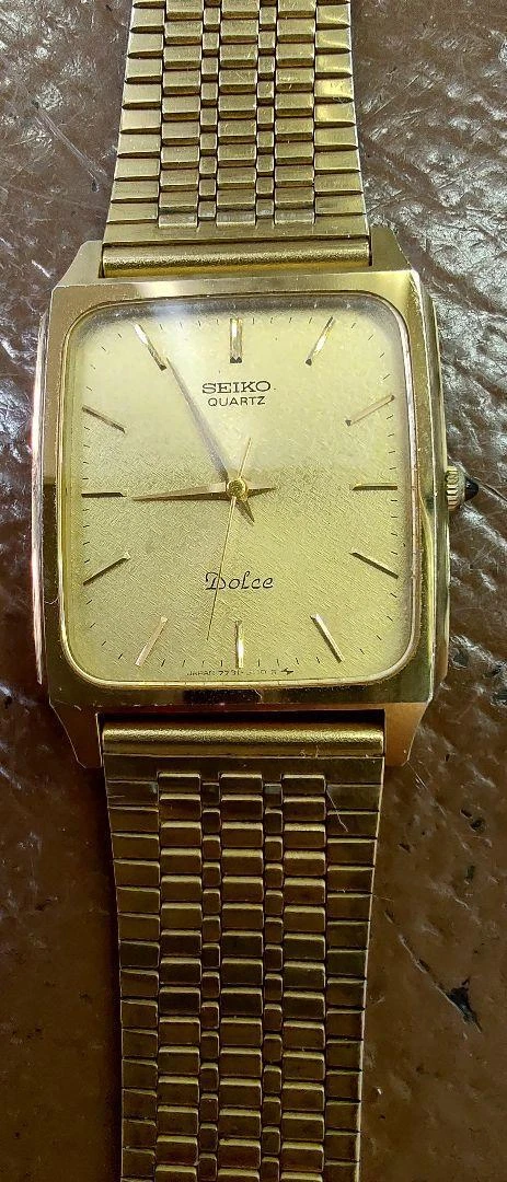 Seiko Dolce 7731-5110 Vintage 3HA Gold Square Stainless Steel Quartz Mens  Watch