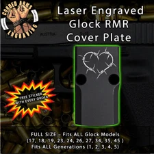 Barbed Wire Heart -  Laser Engraved RMR Cover Plate for Glock 19 17 23
