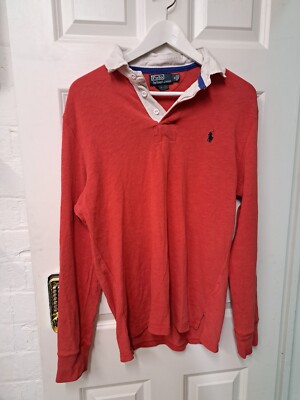 Polo Ralph Lauren Rugby Top Medium Rot Slim Fit Jersey Drakes Rudern Blazer