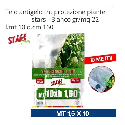 STARS GREEN TELO TERMOCLIMA TNT 10mtX160cm 22grANTIGELO PROTEGGE ORTO PIANTE FIORI DA GELO
