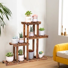 Wood Plant Stand Multi Tier Flower Display Holder Storage Rack Living Room Patio