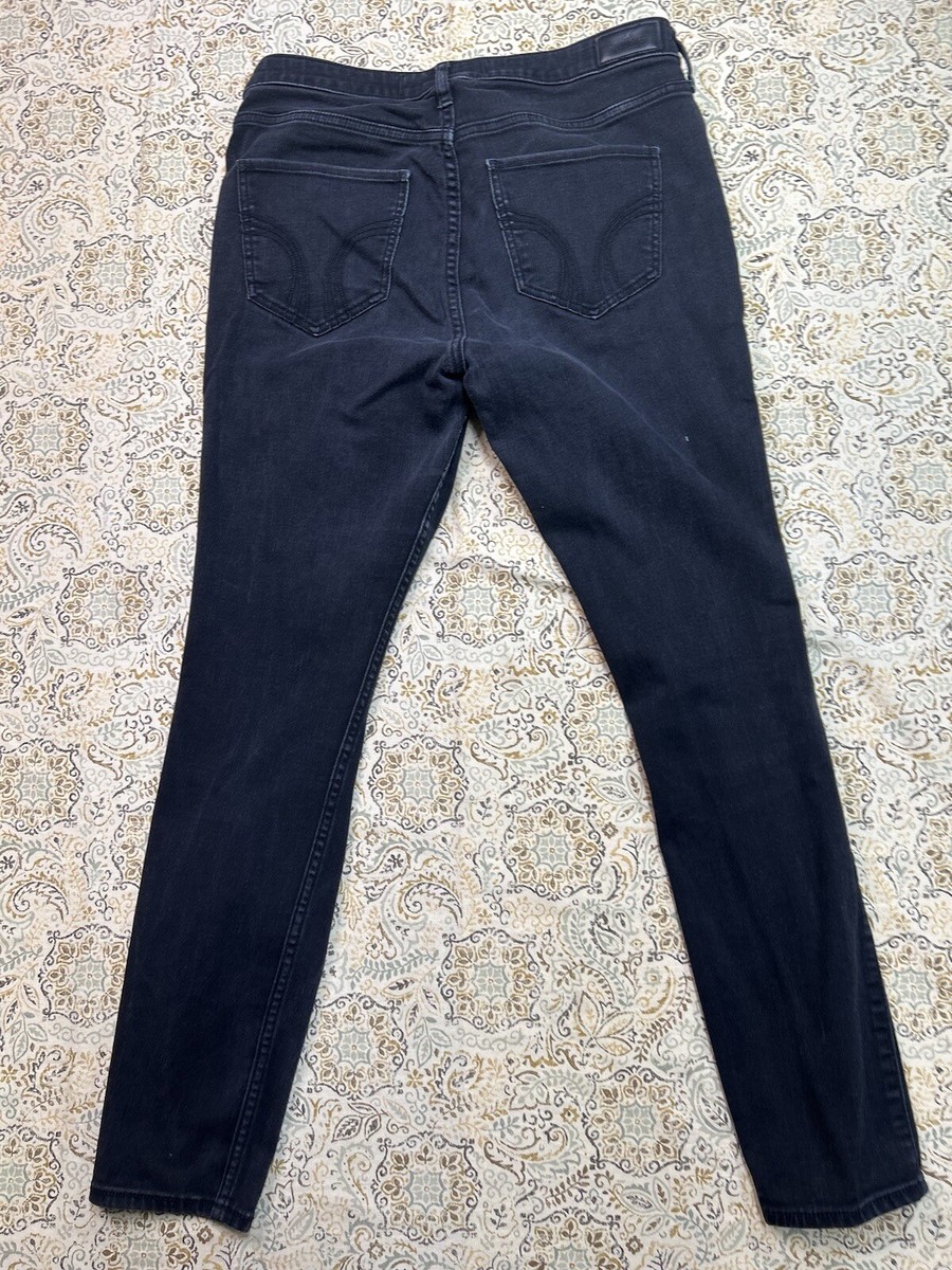 Hollister Womens Sz 13L W31 L30 Jeans Black High Rise Super