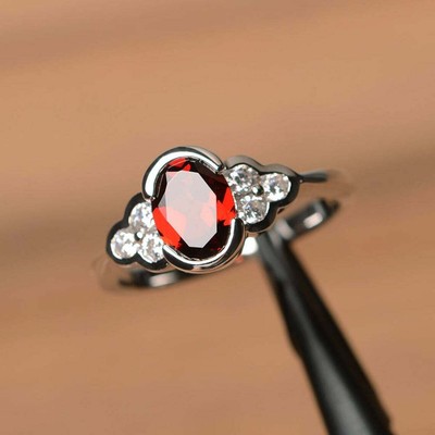 2 25ct Oval Cut Red Garnet Solitaire Engagement Ring In 14k White Gold Finish Ebay