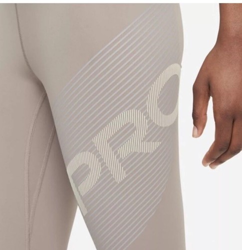 Nike Pro Dri-FIT High-Rise 7/8 Graphic Leggings Moon Fossil Women's Size Med - Picture 3 of 8