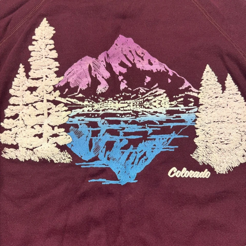 Sudadera vintage para mujer Pullover estampado abullonado mediano cuello redondo Colorado Mountain Foto 2 de 4