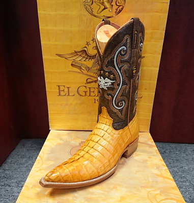 El General Exotic Cowboy Boots Caiman Cola Leather Size 6.5  display picture 2