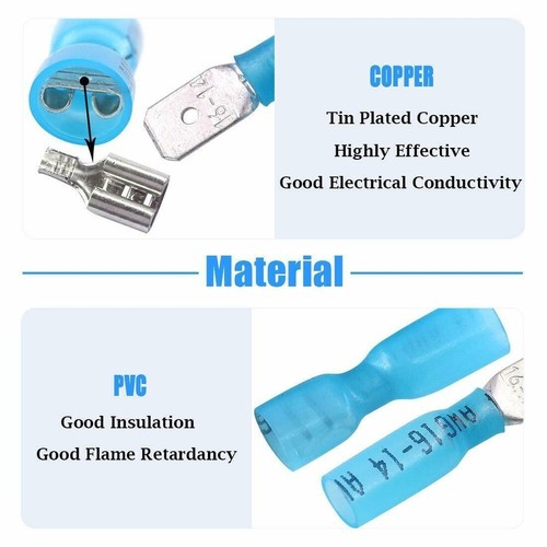 100PCS Heat shrink Spade Terminal Crimp Electrical Wire Connector Male&Female - Picture 3 of 6