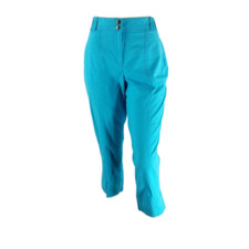 Chico's Size 1 8 Crop Capri Pants Blue Cotton Blend Casual Pockets Cruise