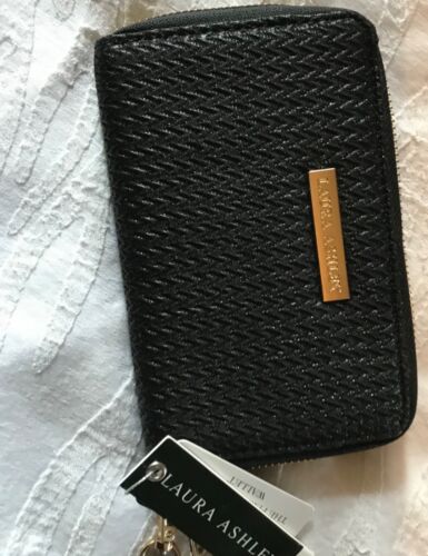 Women’s Black Laura Ashley Wallet , Zip Around W/ Hand Strap, New! Beautiful - Picture 9 of 10