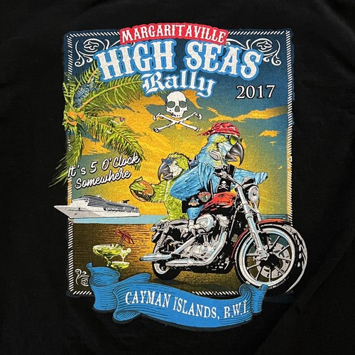 Margaritaville Cayman Islands High Seas Biker Rally 2017 T Shirt Womens Medium - Picture 3 of 6
