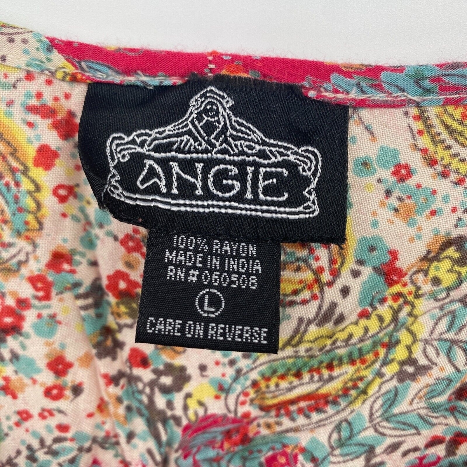 Angie Women Multicolor Paisley Round Neck Knee Le… - image 8