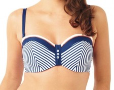 Panache Cleo Lucille Bikini Oberteil 34D Navy Trägerlos Gepolstert Bandeau BH CW0063 NEU