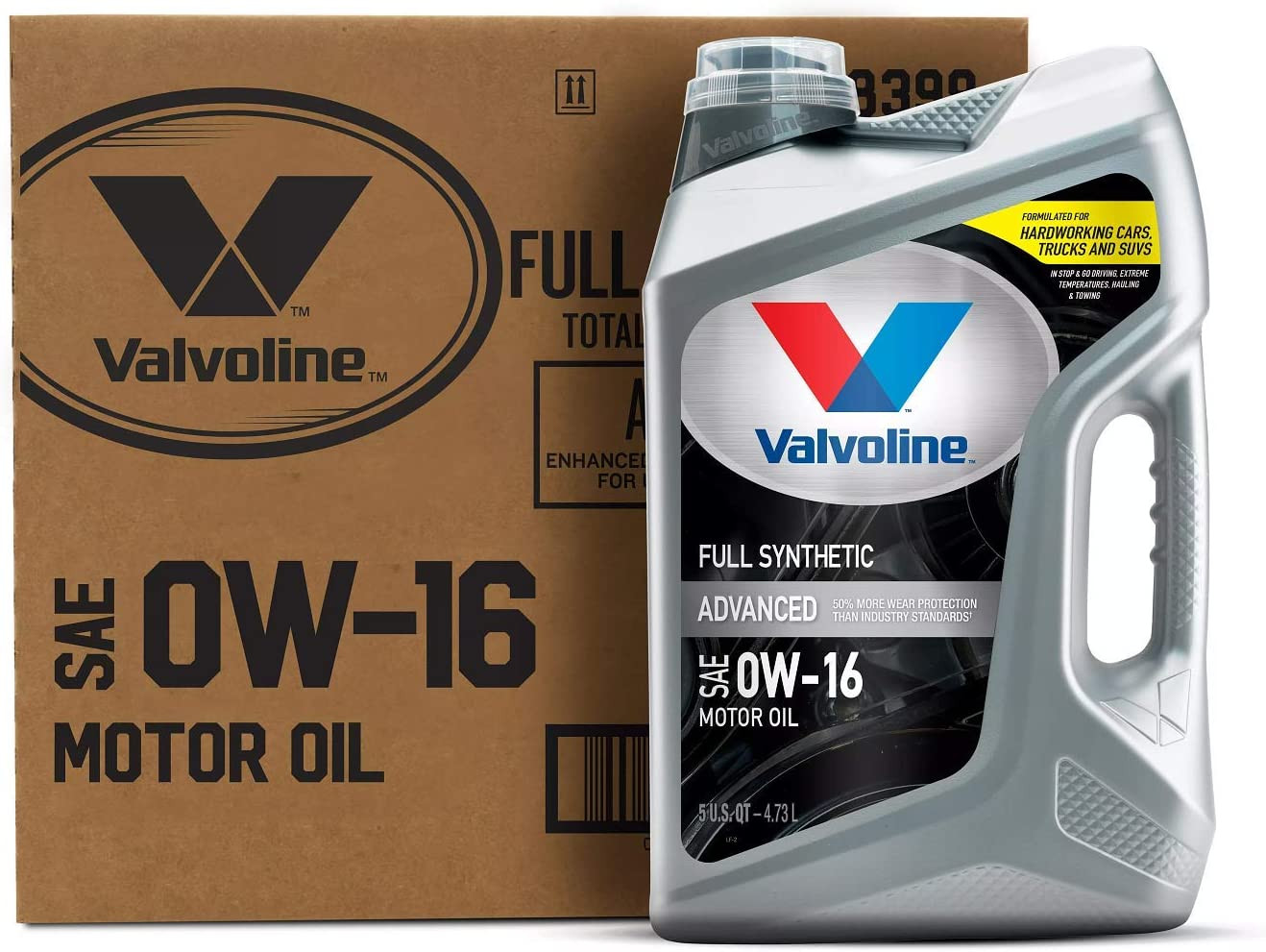 Valvoline Advanced Full Synthetic SAE 0W-16 Motor Oil 5 QT, Case of 3