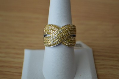 0,75ct natürlicher gelber Diamant Ring 18K YG plattiert über Feinsilber Größe 8