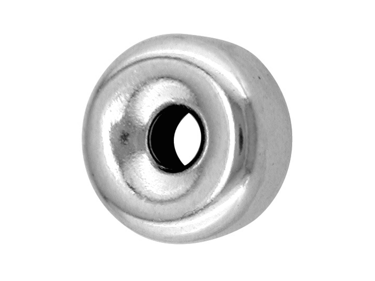 Sterling Silver Plain Flat 2 Hole Bead 6mm
