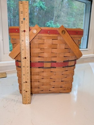 Vintage 1991 Tall Key Basket With Swinging Handles With Multi Colors EUC Signed