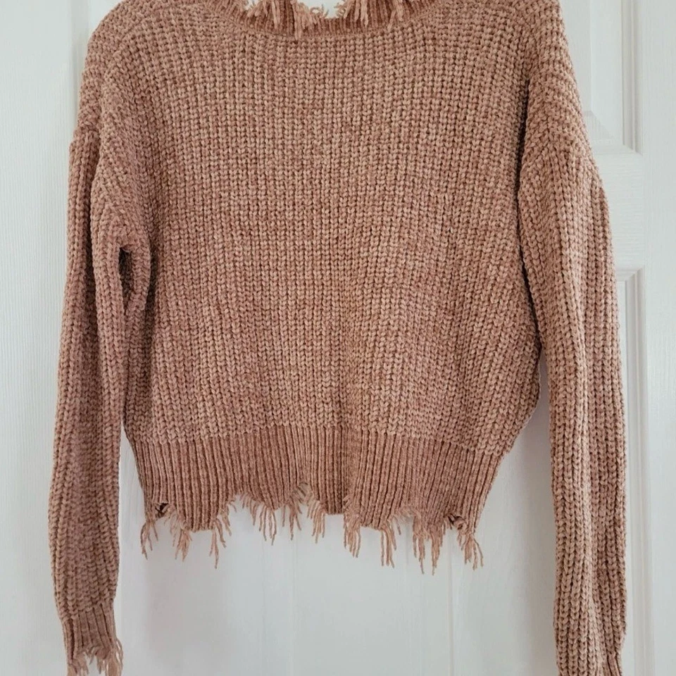 Suéter Belle du Jour con flecos de caramelo envejecido, talla XS Foto 2 de 4