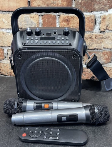 K9-M Karaoke Machine Portable Bluetooth Speaker with 2 Wireless Microphones READ