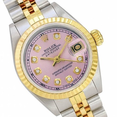 Rolex Datejust Ladies 26mm Two-Tone 18KY SS Baby Pink Diamond Dial