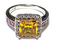 Sterling Alwand Vahan Square Citrine CZ Halo ...