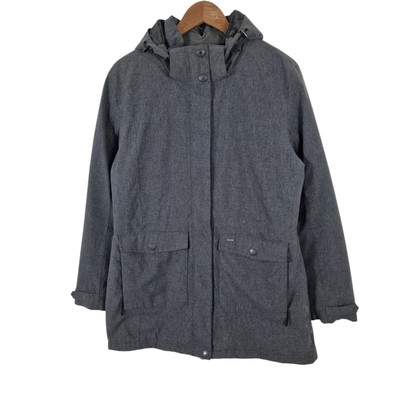 Tog 24 Womens Milatex 5000 Down Jacket UK 14 Marl Grey Hooded Zip Pockets 