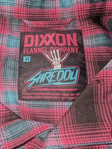 Camicia Dixxon Flanella The Shreddy Uomo 3XL Blu Rosa Plaid Manica Lunga Bottone - Foto 5 di 5