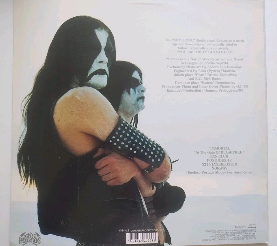 Пластинка долгоиграющая Immortal Battles in the North оригинальная Osmose 1995 Emperor Mayhem Dark Throne  - Изображение 2 из 4