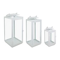 3Tlg. Laterne Nordic Weiß Aus Metall H24-50Cm Moderne Metalllaterne Schlicht