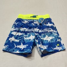 Boys Zeroxposur Size 4 Swim Shorts Sharks Blue Yellow Swim Bottoms Rd Descript