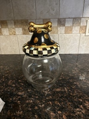 MacKenzie-Childs Courtly Check Canine Cookie Jar READ DESCRIPTION