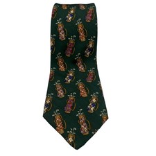 Brooks Brothers Mens Silk Necktie Green Golf Bags Classic Woven Tie USA Made