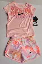 New Nike Little Girls 2-Piece Graphic T-Shirt Shorts Set Size 6 NWT