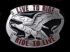 UC11139 NOS VINTAGE 1970s  LIVE TO RIDE RIDE TO LIVE  MOTORCYCLE BELT BUCKLE