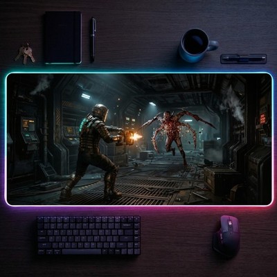 Dead Space Desk Mat RGB LED Mouse Pad XXL Gaming Isaac Necromorph
