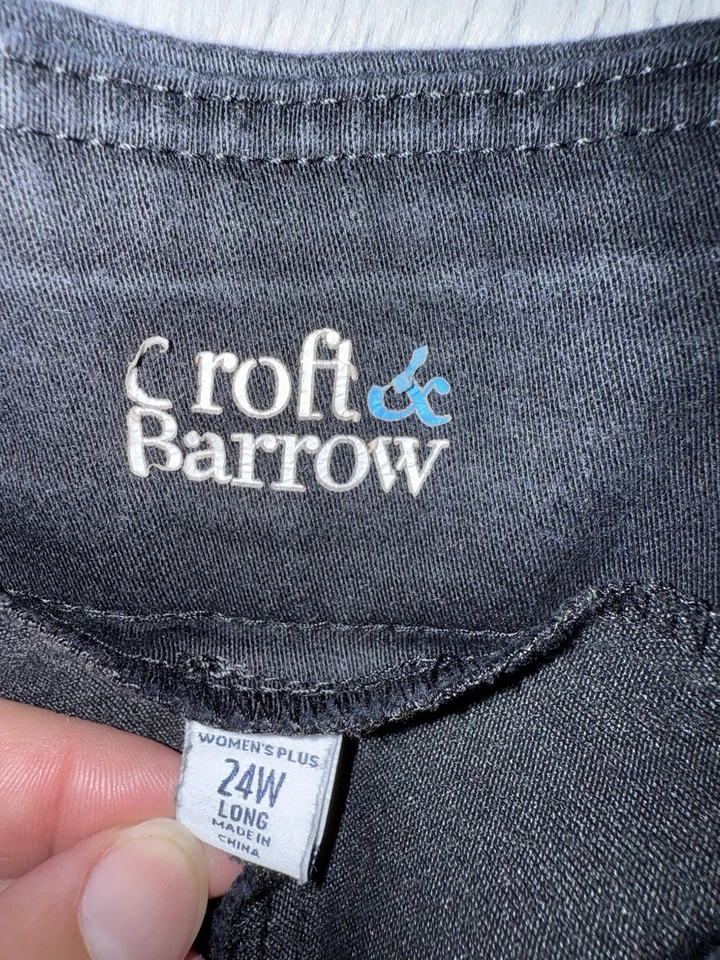 Croft Barrow Women’s Plus 24W Long Tall Stretch Pants Black Dress Pull On - Image 2 of 2