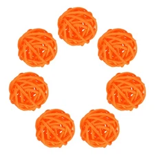 7Pcs Wicker Rattan Balls, 1.2 in Dia Rattan Decorative Balls, Orange