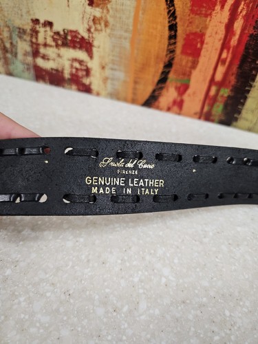 Scuola Del Cuoio Firenze Genuine Leather Belt Black Made In Italy Size 120 - Picture 3 of 12