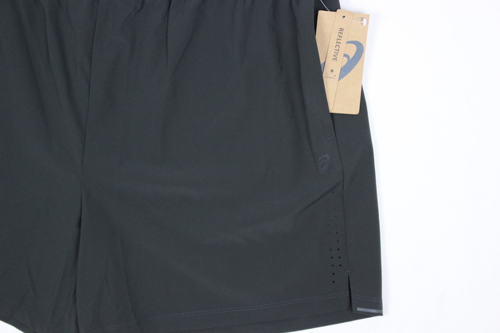 Asics Men's Woven 5" Shorts Laser Cut Running Gym Charcoal Reflective Unlined thumbnail 5