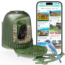 Smart Bird Feeder with Camera, AI Bird Identifier & 4MP Color Night Vision, E...