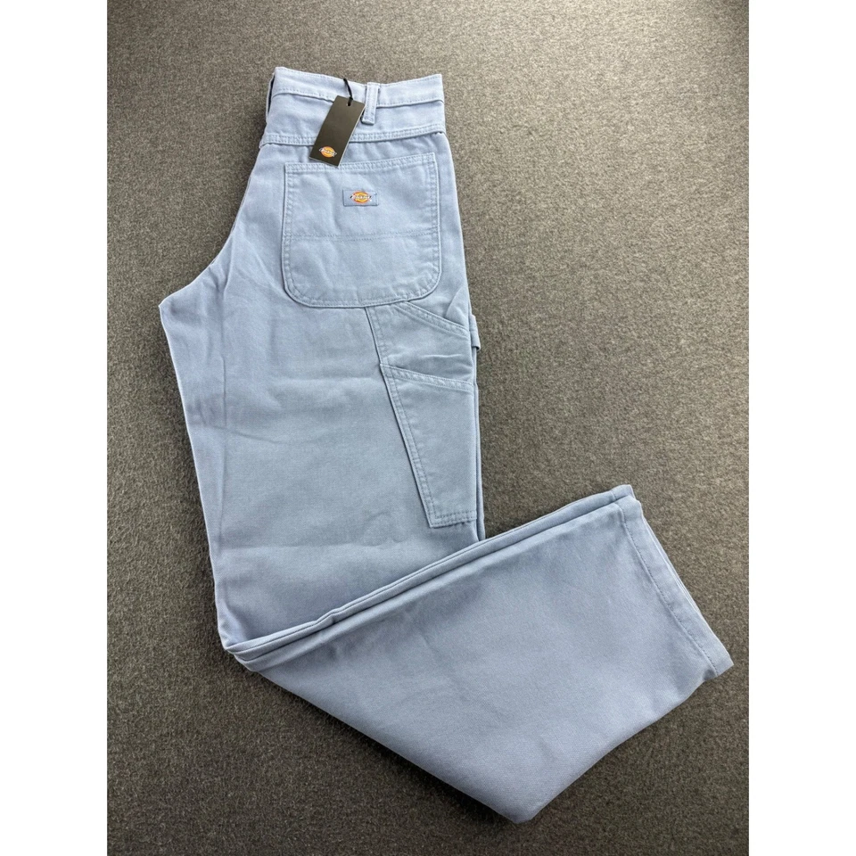 Dickies Woven Duck Work Pants Blue Cotton Canvas Carpenter Style Mens 32x32 NEW - Image 2 of 4