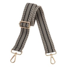 Purse Straps Replacement Crossbody with Light Gold Buckle, Stripe Black-Beige