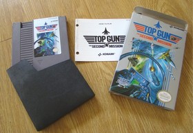 TOP GUN - THE SECOND MISSION 1989 Nintendo Game Cartridge Box & Manual NES-GP